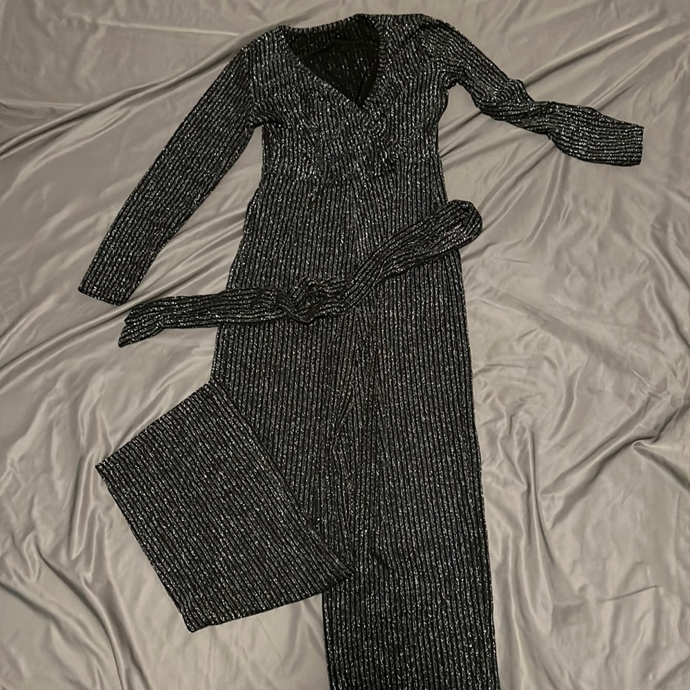 Black & Silver Long Sleeve Jumpsuit